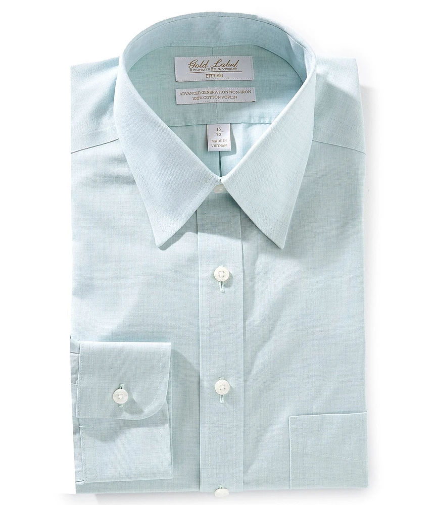 Gold Label Roundtree & Yorke Fitted Non-Iron Point Collar Solid Dress Shirt
