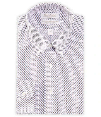 Gold Label Roundtree & Yorke Full Fit Non-Iron Button-Down Collar Geometric Print Dress Shirt