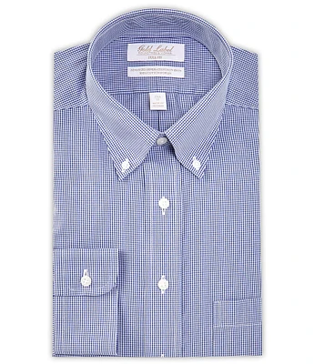 Gold Label Roundtree & Yorke Full Fit Non-Iron Button-Down Collar Gingham Poplin Dress Shirt