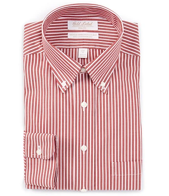 Gold Label Roundtree & Yorke Full Fit Non-Iron Button Down Collar Bengal Striped Dress Shirt