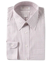 Gold Label Roundtree & Yorke Full Fit Non-Iron Point Collar Grid Print Twill Dress Shirt