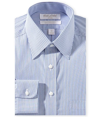 Gold Label Roundtree & Yorke Garret Classic Fit Non-Iron Button Point Collar Striped Dress Shirt