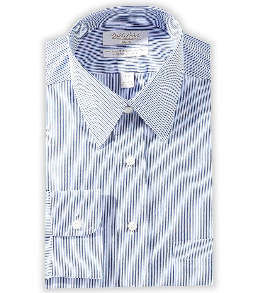 Gold Label Roundtree & Yorke Garret Full Fit Non-Iron Point Collar Striped Dress Shirt