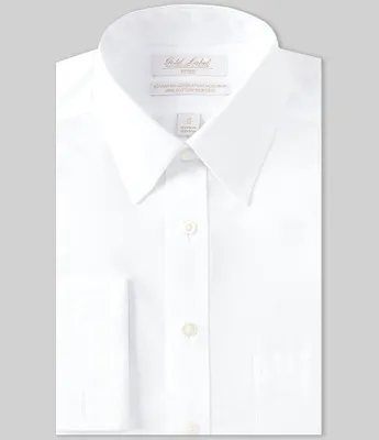Gold Label Roundtree & Yorke Fitted Non-Iron Point Collar Solid French Cuff Dress Shirt