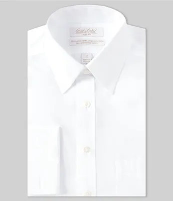 Gold Label Roundtree & Yorke Full-Fit Non-Iron Point Collar Solid French Cuff Dress Shirt