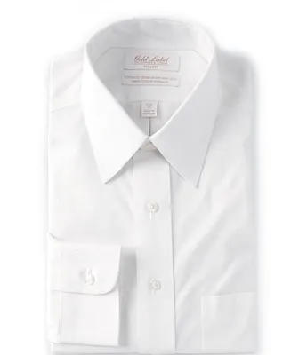 Gold Label Roundtree & Yorke Full-Fit Non-Iron Point-Collar Solid Dress Shirt