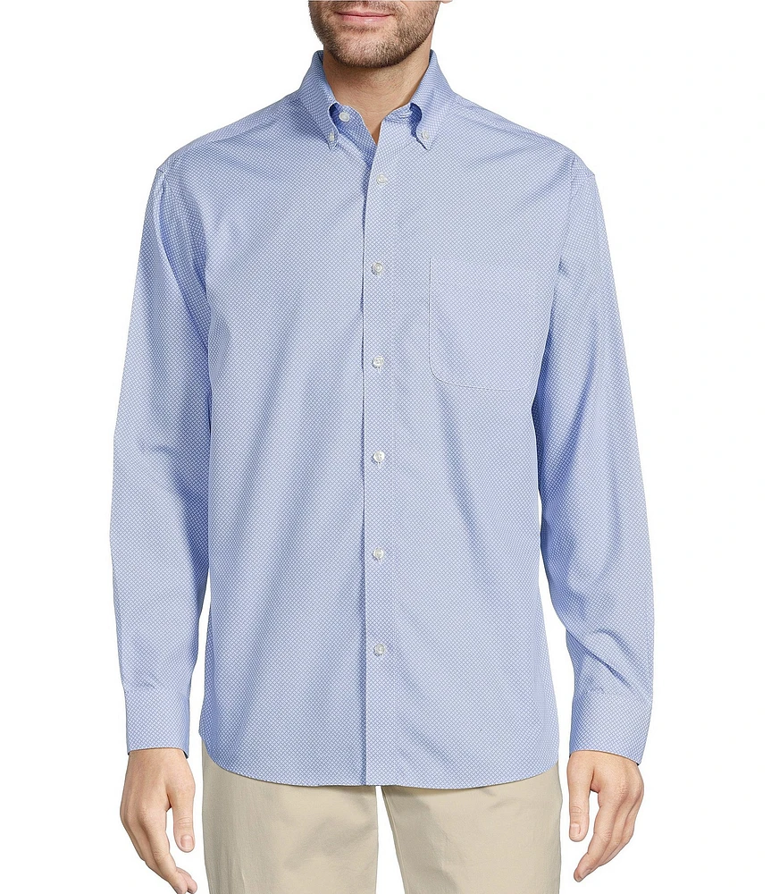 Gold Label Roundtree & Yorke Non-Iron Long Sleeve Bean Print Sport Shirt