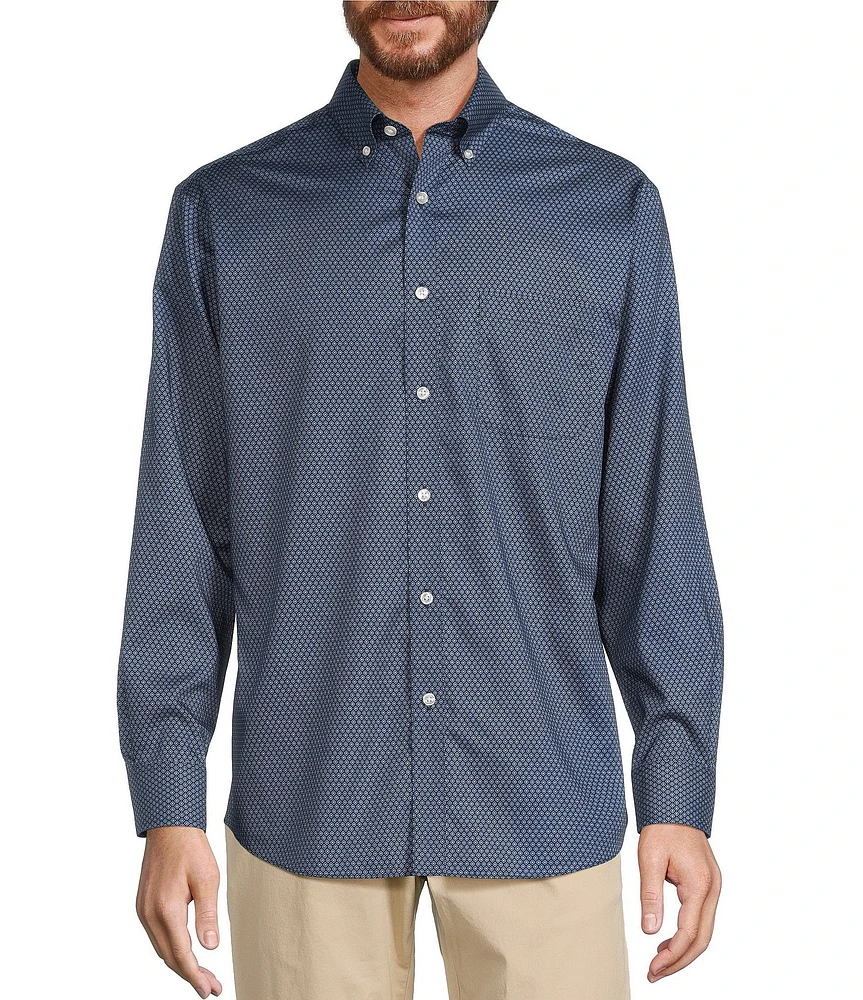 Gold Label Roundtree & Yorke Non-iron Long Sleeve Diamond Print Sport Shirt