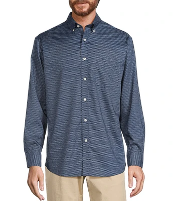 Gold Label Roundtree & Yorke Non-iron Long Sleeve Diamond Print Sport Shirt