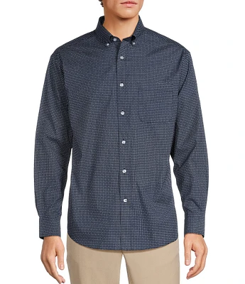 Gold Label Roundtree & Yorke Non-Iron Long Sleeve Geometric Print Poplin Sport Shirt