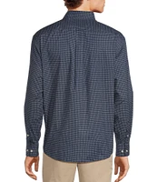 Gold Label Roundtree & Yorke Non-Iron Long Sleeve Geometric Print Poplin Sport Shirt