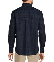 Gold Label Roundtree & Yorke Non-Iron Long Sleeve Plaid Herringbone Sport Shirt