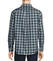 Gold Label Roundtree & Yorke Non-Iron Long Sleeve Plaid Herringbone Sport Shirt