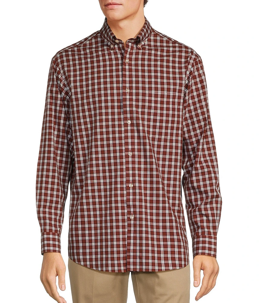 Gold Label Roundtree & Yorke Non-Iron Long Sleeve Plaid Sport Shirt