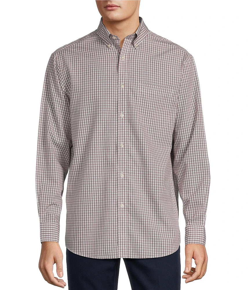 Gold Label Roundtree & Yorke Non-Iron Long Sleeve Micro Plaid Sport Shirt