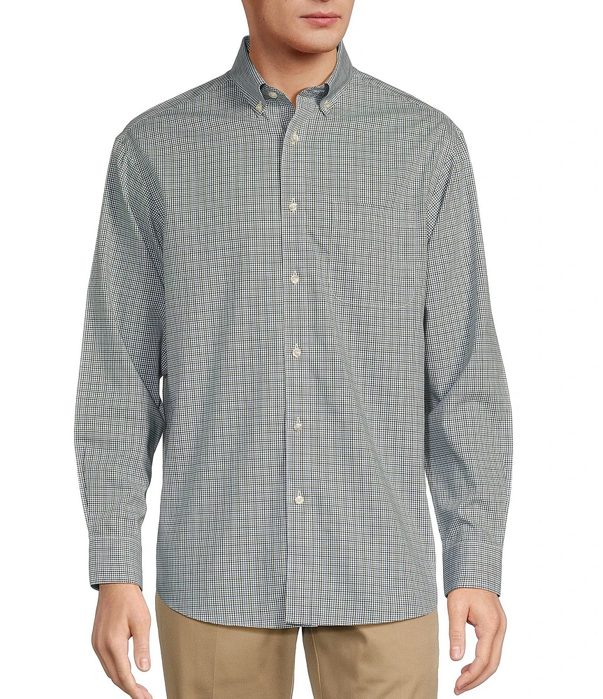 Gold Label Roundtree & Yorke Non-Iron Long Sleeve Mini Plaid Sport Shirt