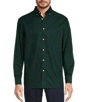 Gold Label Roundtree & Yorke Non-Iron Long Sleeve Small Check Herringbone Sport Shirt