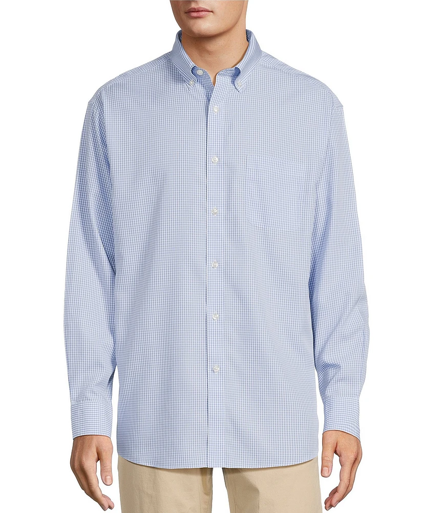 Gold Label Roundtree & Yorke Non-Iron Long Sleeve Small Checked Print Sport Shirt