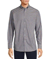 Gold Label Roundtree & Yorke Non-Iron Long Sleeve Small Plaid Pattern Oxford Sport Shirt