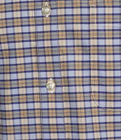 Gold Label Roundtree & Yorke Non-Iron Long Sleeve Small Plaid Pattern Oxford Sport Shirt