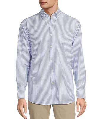 Gold Label Roundtree & Yorke Non-Iron Long Sleeve Vertical Stripe Oxford Sport Shirt