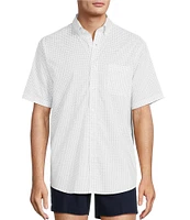 Gold Label Roundtree & Yorke Non-Iron Short Sleeve Diamond Geo Print Sport Shirt