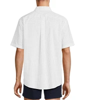 Gold Label Roundtree & Yorke Non-Iron Short Sleeve Diamond Geo Print Sport Shirt