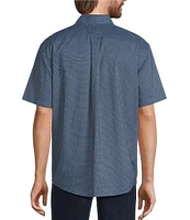 Gold Label Roundtree & Yorke Non-Iron Short Sleeve Grid Geo Print Sport Shirt
