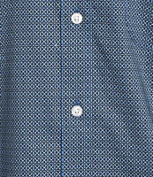 Gold Label Roundtree & Yorke Non-Iron Short Sleeve Grid Geo Print Sport Shirt