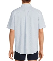 Gold Label Roundtree & Yorke Non-Iron Short Sleeve Grid Geo Print Sport Shirt