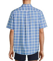Gold Label Roundtree & Yorke Non-Iron Short Sleeve Large Windowpane Pattern Sport Shirt