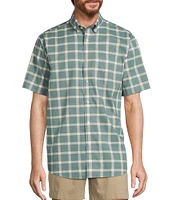 Gold Label Roundtree & Yorke Non-Iron Short Sleeve Large Windowpane Pattern Sport Shirt
