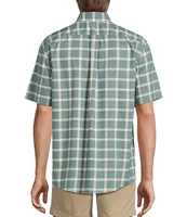 Gold Label Roundtree & Yorke Non-Iron Short Sleeve Large Windowpane Pattern Sport Shirt