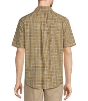 Gold Label Roundtree & Yorke Non-Iron Short Sleeve Medium Plaid Slub Sport Shirt