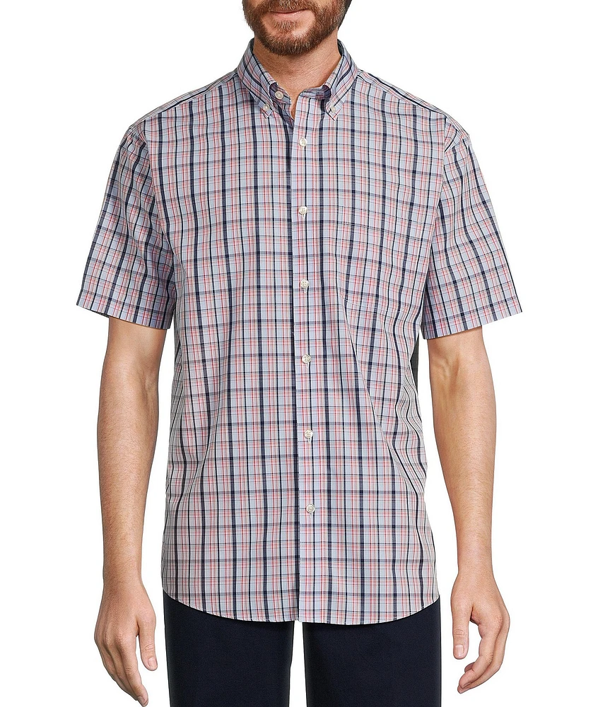Gold Label Roundtree & Yorke Non-Iron Short Sleeve Multi Plaid Poplin Sport Shirt