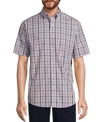 Gold Label Roundtree & Yorke Non-Iron Short Sleeve Multi Plaid Poplin Sport Shirt