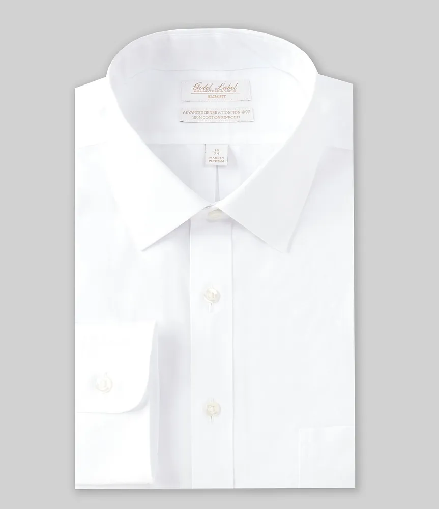 Gold Label Roundtree & Yorke Slim-Fit Non-Iron Spread Collar Solid Dress Shirt