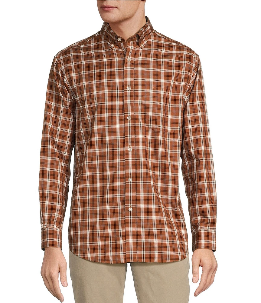 Gold Label Roundtree & Yorke Non-Iron Twill Long Sleeve Plaid Sport Shirt