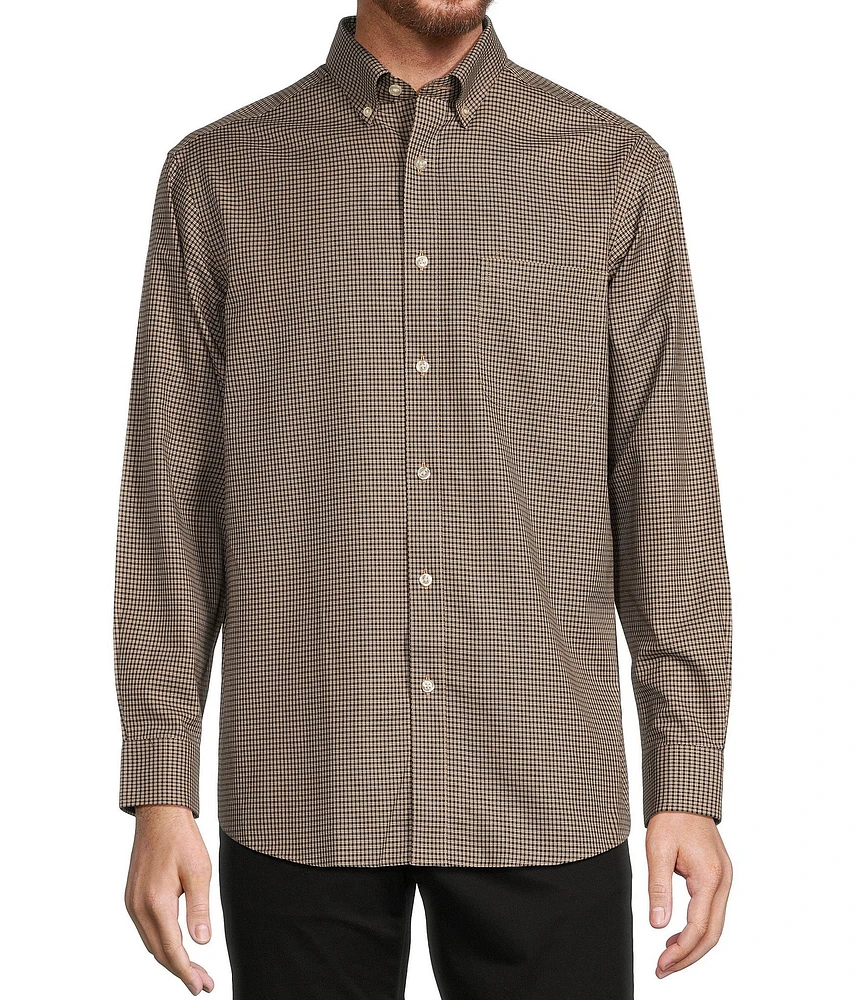 Gold Label Roundtree & Yorke Non-Iron Twill Long Sleeve Mini Check Sport Shirt