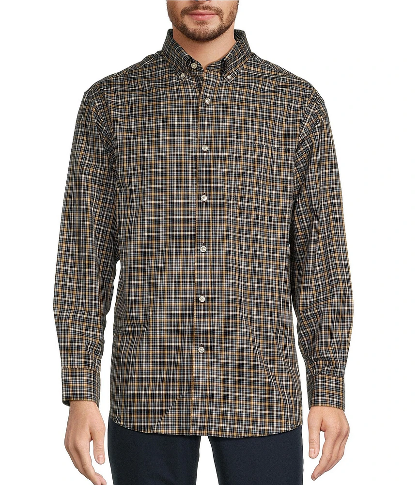 Gold Label Roundtree & Yorke Non-Iron Twill Long Sleeve Multi Check Sport Shirt