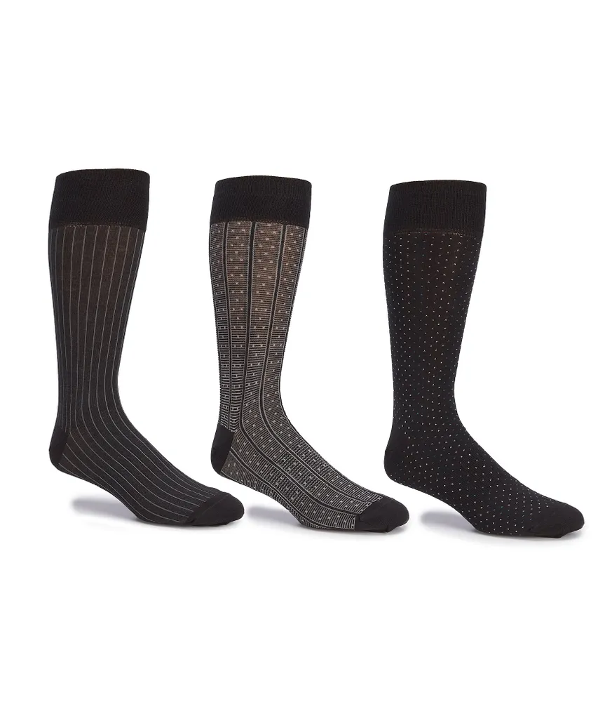 Gold Label Roundtree & Yorke Printed Crew Dress Socks 3-Pack