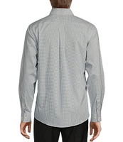 Gold Label Roundtree & Yorke Slim Fit Non-Iron Long Sleeve Square Geometric Print Sport Shirt