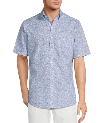 Gold Label Roundtree & Yorke Slim Fit Non-Iron Short Sleeve Floral Print Sport Shirt