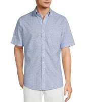Gold Label Roundtree & Yorke Slim Fit Non-Iron Short Sleeve Floral Print Sport Shirt