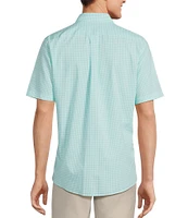 Gold Label Roundtree & Yorke Slim Fit Non-Iron Short Sleeve Gingham Print Sport Shirt