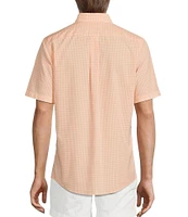 Gold Label Roundtree & Yorke Slim Fit Non-Iron Short Sleeve Gingham Print Sport Shirt