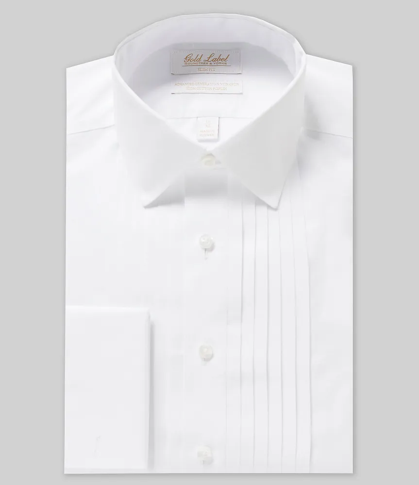 Gold Label Roundtree & Yorke Slim-Fit Non-Iron Spread Collar French Cuff Tuxedo Dress Shirt