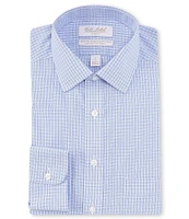 Gold Label Roundtree & Yorke Slim-Fit Non-Iron Spread Collar Grid Check Poplin Dress Shirt