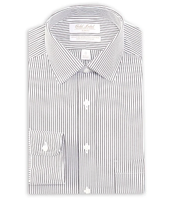 Gold Label Roundtree & Yorke Slim Fit Non-Iron Spread Collar Poplin Stripe Dress Shirt