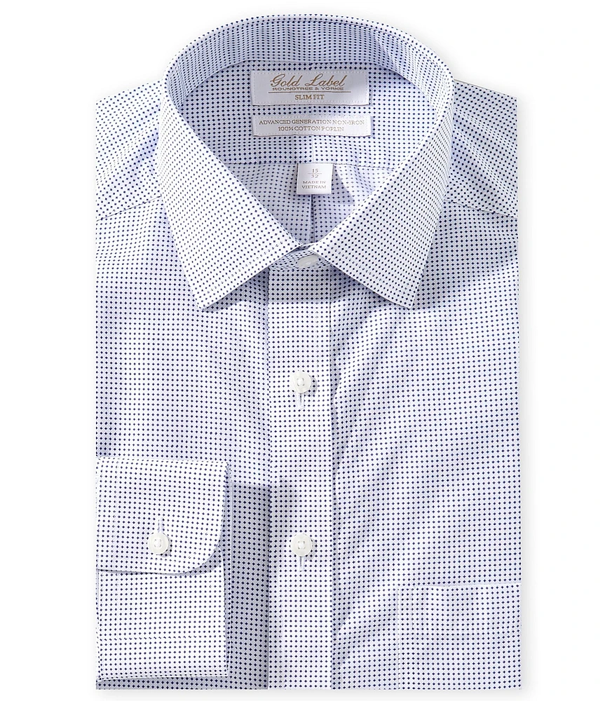 Gold Label Roundtree & Yorke William Slim Fit Non-Iron Spread Collar Diamond Print Dress Shirt